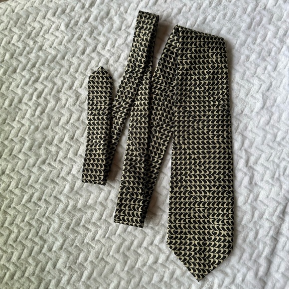 Polo Ralph Lauren Silk Tie Black and Off-White Geometric Print - Picture 6 of 7